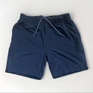 Rhone 6" Athletic Gym Training Poly Compression Lined Short Pockets Black Medium